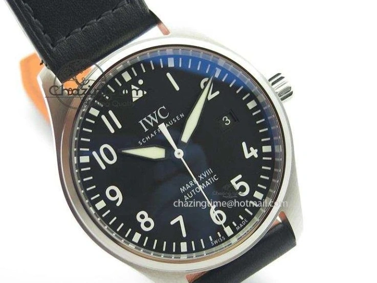 MIROTIME 0212 Mark XVIII IW327001 SS Mk Maker Best Edition Black Dial On Black Leather Strap A SunProtective 7299